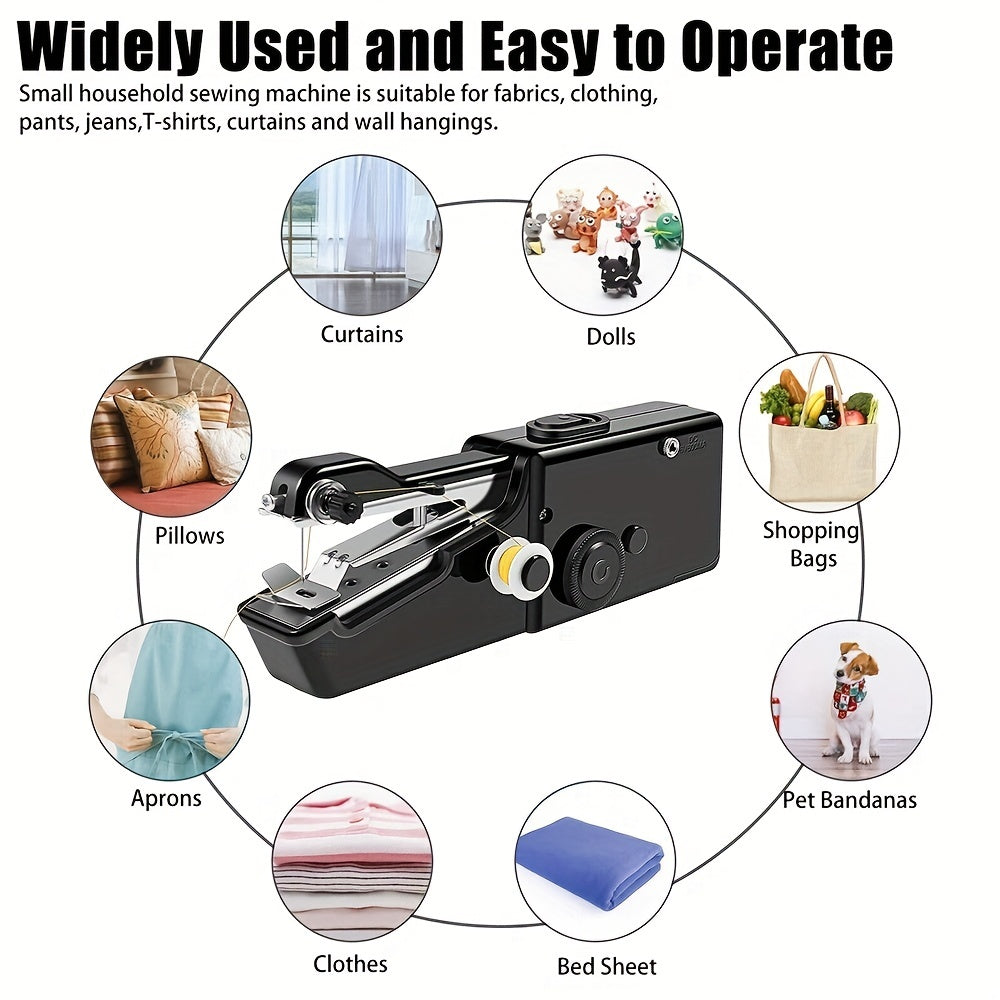 1pc Handheld Sewing Machine, Mini Portable Electric Sewing Machine For Adult, Easy To Use And Fast Stitch Suitable For Clothes, Fabrics, DIY Home Travel (Battery Not Included)