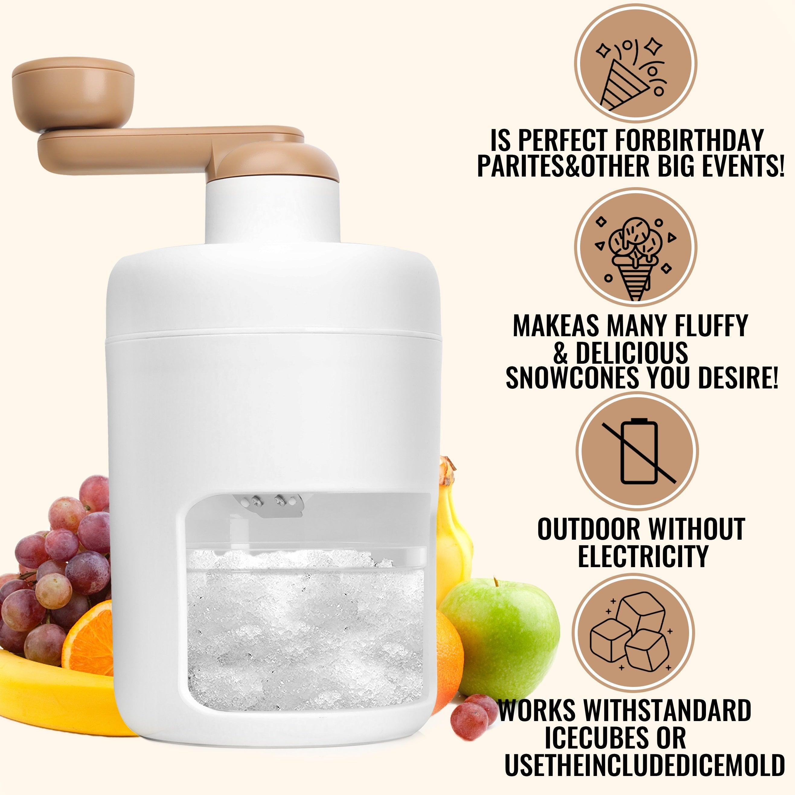 1pc Ice Shaver And Snow Cone Machine, Portable Ice Crusher And Shaved Ice Machine With Free Ice Cube Trays, BPA Free